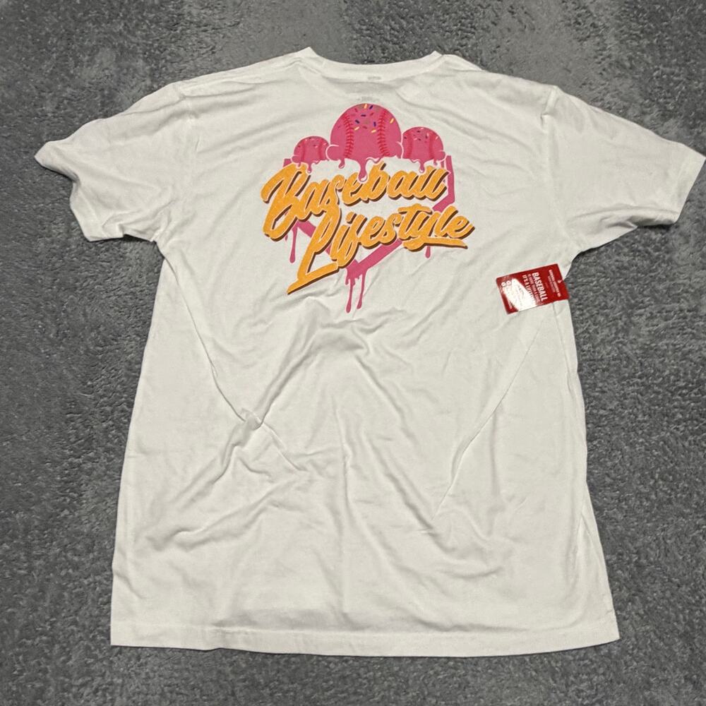 B101 Baseball Lifestyle 101 Shirt Mens Large Strawberry Ice Cream Drip Sprinkle